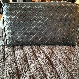 Bottega Veneta Black Woven Leather Wallet